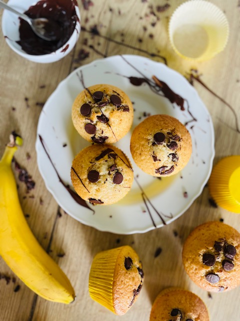 recept banánové muffiny